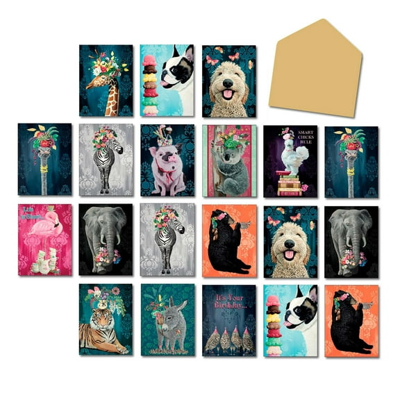 Leanin' Tree A Touch of Fancy Made In USA 20 Assorted Greeting Cards For All Occasions Box, Notecards with Envelope, Cute Stationary for Women Includes Greeted and Blank Note Cards and Envelopes