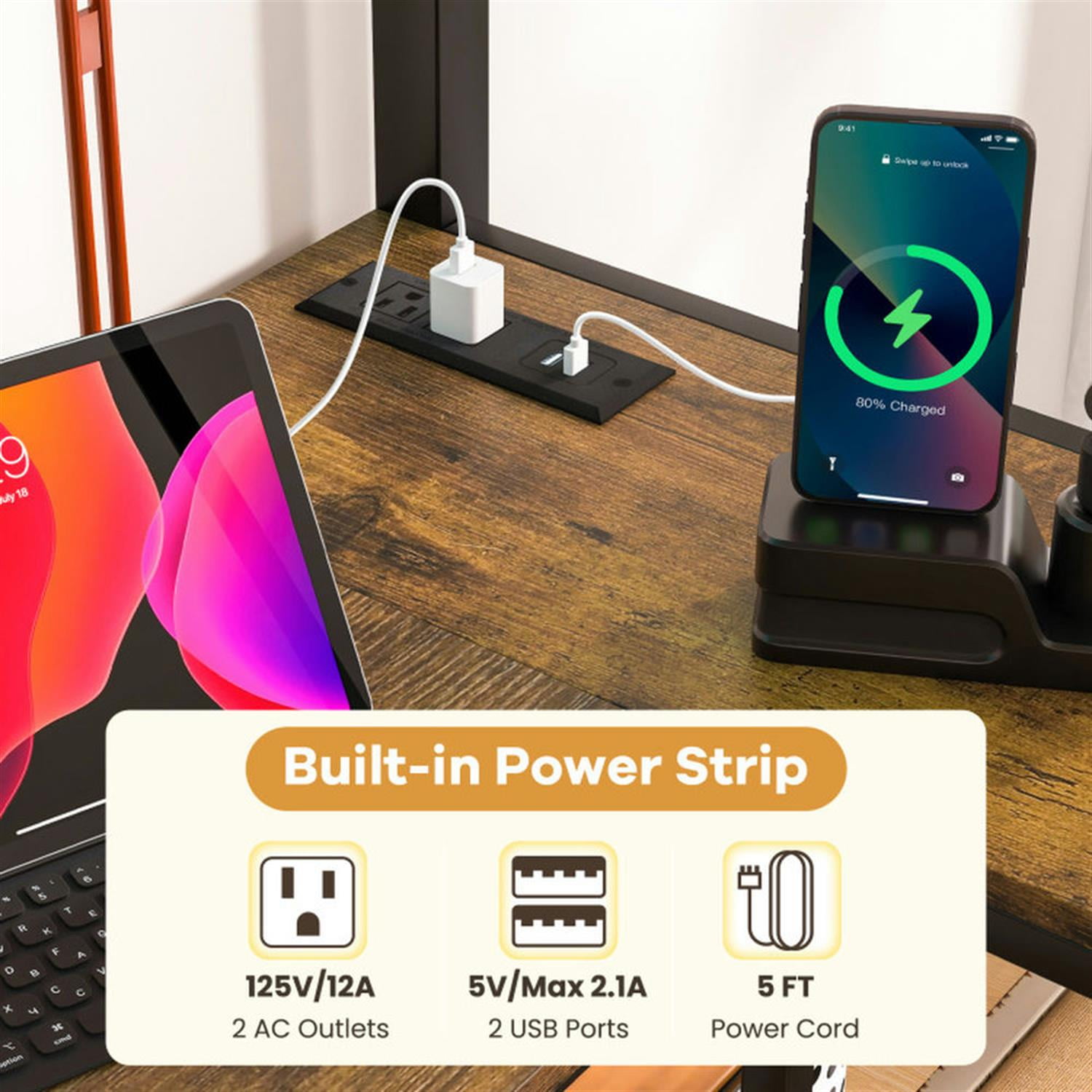 Demi Bonn Twin Size Loft Bed Raised Platform Bed with Desk and 2 Storage Shelves for Teens, Black