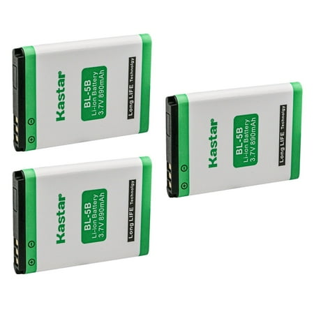 Kastar BL-5B Battery 3-Pack Replacement for Nokia 2610 3220 3230 5070 5140 5140i 5200 5208 5300 5300 XpressMusic 5320 XpressMusic 5500 5500 Sport 6020 6021 6060 6070 6080