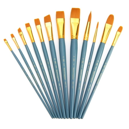 Royal & Langnickel - 12pc Zip N' Close Assorted Short Handle Artist Paint Brush Set - Gold Taklon 1