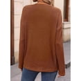 thumbnail image 6 of Womens Henley Long Sleeve Fall V Neck Fashion Dreesy Casual Tunic Sweaters Clothes Trendy Work Outfits Caramel Color XXL, 6 of 7