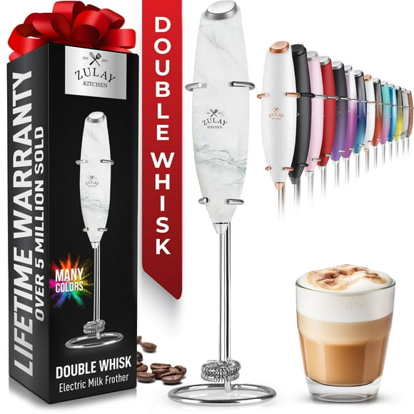 Espumador de leche Zulay Kitchen, potente batidor doble, cristal