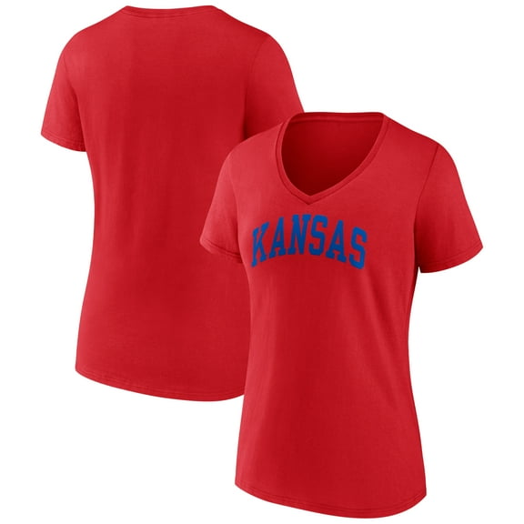 Women's Red Kansas Jayhawks Arch V-Neck T-Shirt