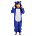 thumbnail image 6 of Toddlers Kids Onesies Sherpa Fleece Zip Up Hooded Jumpsuits Fuzzy Pajamas for Boys Girls 4-14 Years Sleepwear (11-12 Years, Blue|Colorblcok), 6 of 6
