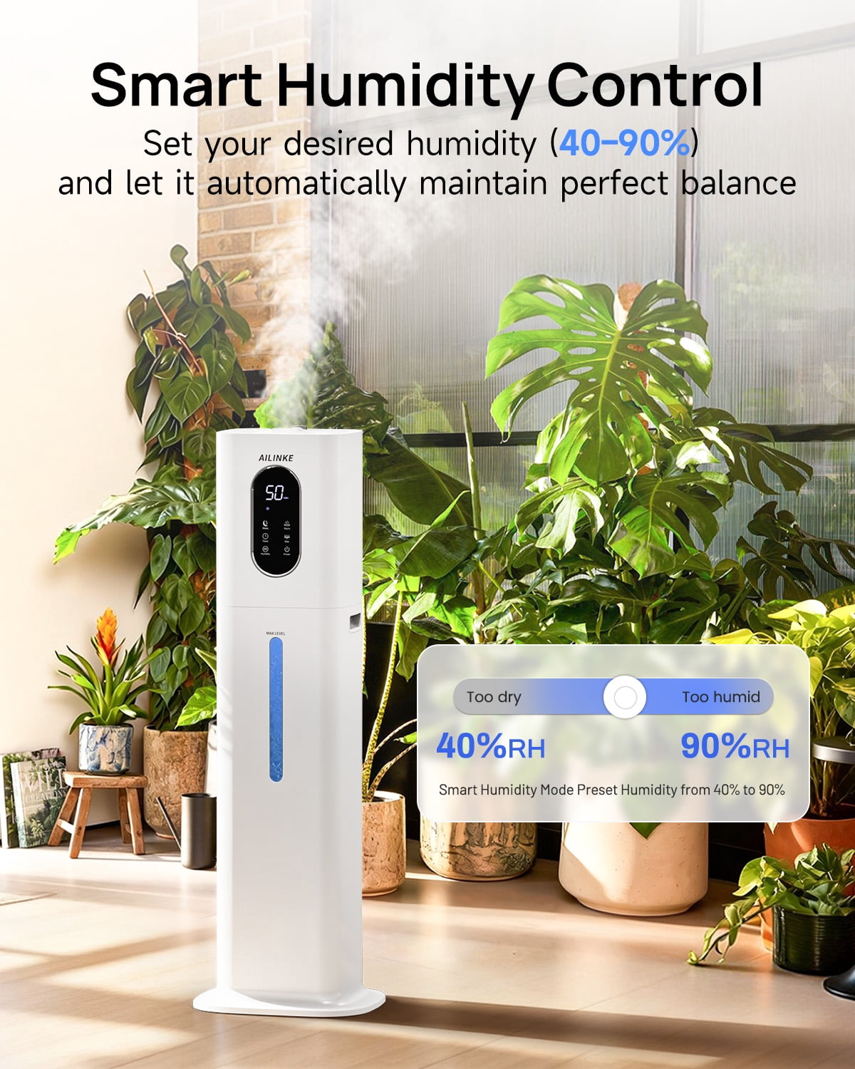 Warm Mist Humidifier, 2.1 Gallon/8 Liter Cool & Warm Mist Humidifier for Room Home, 500 Sq Ft Large Room Humidifier, White
