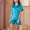thumbnail image 2 of zbxnLI Girls Pajama Set Summer 2 Piece Sleepwear Outfits Short Sleeve Button down Shirt and Shorts Sets, 2 of 8