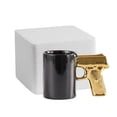 thumbnail image 1 of Taza de café de cerámica con mango en forma de pistola, 350 ml, color negro, 1 of 2