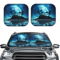 thumbnail image 2 of Salouo Hawaiian Beach Pirate Moon Pattern Car Windshield Sun Shade Foldable | Front Windshield Shade for Sun, Heat and UV Rays | Interior Sun Protection-Large, 2 of 6