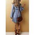 thumbnail image 2 of Women's Ashleigh Blue Long Sleeve V Neck Smocked Tiered Mini Dress for All Occasions | [ZhiHiMeRi] | (US 12-14)L, 2 of 12