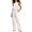 White 1, variant on Women's Halter Neck Jumpsuit Sleeveless Ruched Bodice Tie Waist Wide Leg Vacation One Piece Outfit