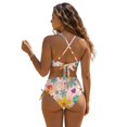 thumbnail image 2 of SEANATIVE Bikini Set for Women 2 Piece Push Up Swim Suit Sets Trendy Criss Cross Bathing Suit Drawstring High Waist Bikini Bottom Summer Swimwear, 2XL, Groovy Hippie Flower Pink, 2 of 7
