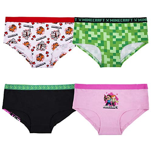 Minecraft Girls' 10-Pack 100% Cotton Underwear and 4-Pack Super Soft  Hipster in Size 4, 6, 8, and 10, Minecraft4pk