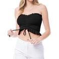 thumbnail image 1 of MixMatchy Women's Sexy Frill Knot Front Knit Strapless / Strap Tube Crop Top, 1 of 6