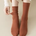 thumbnail image 4 of Moxufan Women Mid-calf Socks High Elastic Breathable Socks Sweat-absorbent Stockings Soft Solid Color Bootie Socks Thick Warm Socks for Fall Winter,Brown, 4 of 8