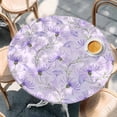 thumbnail image 2 of Purple Flowers Round Tablecloth, Fitted Table Cover with Elastic for 45"-54" Round Tables, Botanical Florals Plants Country Aesthetic Table Cloth Outdoor Indoor Dinning Party Waterproof Tablecloths, 2 of 7