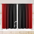 thumbnail image 1 of Rideaux de Cuisine Rouges et Noirs 2 Panneaux pour Salle à Manger Rideau Ombré Abstrait Longueur 39 Pouces Semi-Transparent à Passe-Tringle Panneau de Traitement de Fenêtre pour Salon,27.5"x39 Pouces, 1 of 4