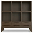 thumbnail image 5 of Simpli Home Harper 43 inch x 42 inch Solid Wood Mid Century Modern Low 6 Cube Storage with Drawers in Walnut Brown, 5 of 14