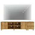 thumbnail image 3 of WAMPAT 2-in-1 TV Stand with Doors and Charging Station, 88" Wooden Entertainment Center Media Console for 100+ inch TVs, Oak Brown, 3 of 7