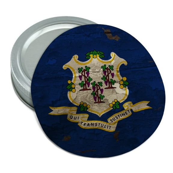 Rustic Connecticut State Flag Distressed USA Round Rubber Non-Slip Jar Gripper Lid Opener