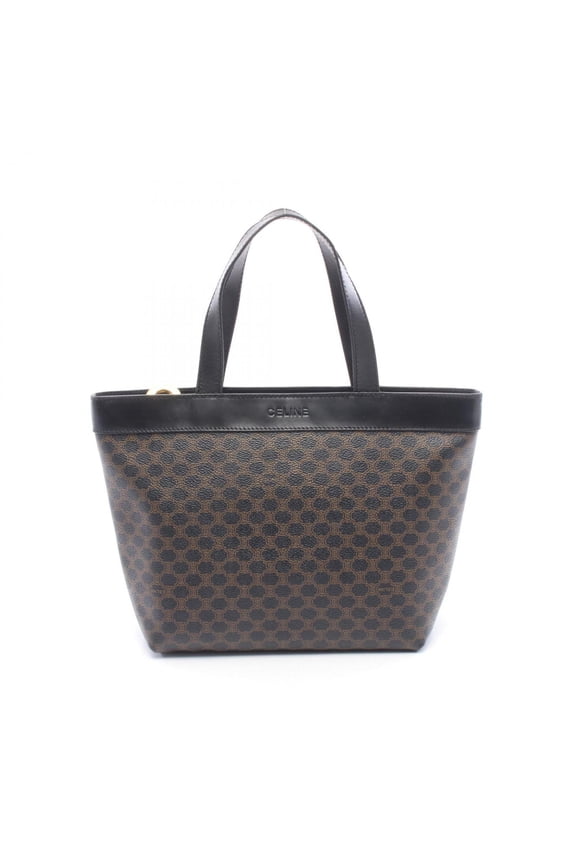 Pre-Owned Celine Macadam Tote Bag Handbag, Coated Canvas Leather, Women's, Black/Brown