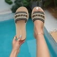 thumbnail image 2 of HNMKIU Platform Sandals Summer Flat Slide Style for Women Breathable Woven Fabric Casual Beach Slides with Sole for Indoor Outdoor Comfort Summer Shoes Black,6, 2 of 9