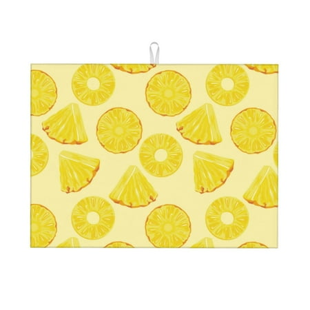 

Large Dish Drying Mats for Kitchen Counter - Cute Hollow Pineapple 18x24In Anti-Slip Absorbent Microfiber Drying Mat for Kitchen Counter Mat Dish Rack Mat with Hanging Loop
