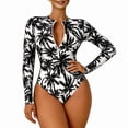 thumbnail image 5 of Sakmal One Piece Swimsuits for Women Training Modest Rash Guards Long Sleeve Bathing Suit Beach Crew Neck White Swimsuit for Women L, 5 of 5