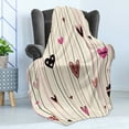 thumbnail image 4 of Valentines Day Soft Flannel Fleece Blanket, Hearts in Various Shapes and Sizes with Doodle Lines Love Themed Image, Cozy Plush for Indoor and Outdoor Use, 70" x 90", Black Coral Pink, by Ambesonne, 4 of 5