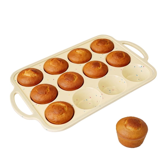 Lnrkai Silicone Muffin & Cupcake Pan with Handles, Nonstick Baking Mold for Egg Bites, Mini Quiches, Cheesecake Cups, Dishwasher Safe