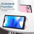 thumbnail image 5 of Jiahe Cover Case Design for iPhone 14 Pro Max, PU Leather Wallet Case With Adjustable Detachable Lanyard Crossbody Strap Ring Holder Kickstand Card Slot Shockproof Cover, Pink, 5 of 9