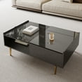 thumbnail image 4 of table Basse, Noir à Haute Brillance, table d'Appoint, table Basse avec Verre et Effet DEL, avec Dessus en Verre et Compartiment de Rangement, 4 of 22