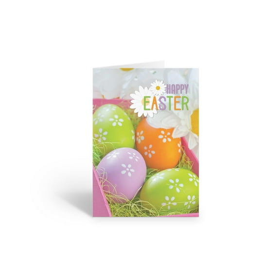 Easter Eggs Happy Easter Day Cards - 12 Easter Day Cards & Envelopes - B18076