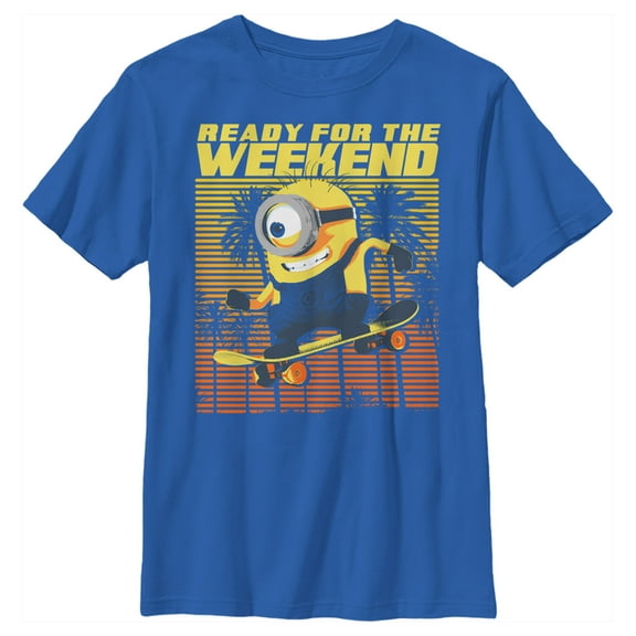 Boy's Despicable Me Minions Ready For The Weekend  Graphic Tee Royal Blue X Small