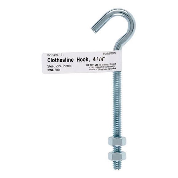 Hampton 02-3489-121 Clothesline Bolt Hook 0.25 x 4.25 in. - pack of 10