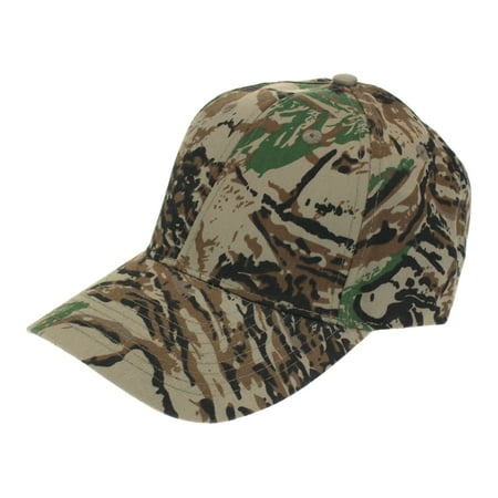 Mens Low Crown 6 Panel Camouflage Twill Baseball Cap Green Tree Camo