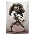 thumbnail image 3 of Ambesonne Bear Tablecloth Rectangular Table Cover, Mythological Scene Concept, 60"x84", Warm Taupe Dark Brown, 3 of 4