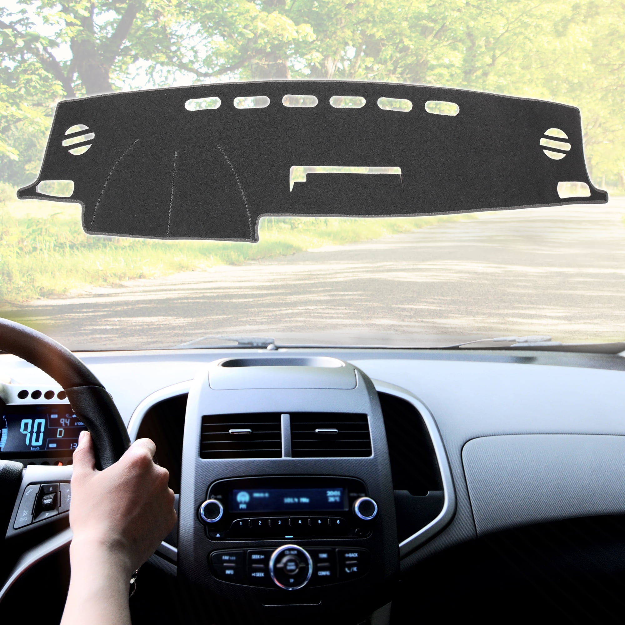 Unique Bargains Dashboard Cover Gray Black Polyester Non-slip Mat Protector Carpet Sun Proof for Toyota RAV4 2013-2018