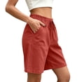 thumbnail image 5 of Taqqpue Womens Linen Shorts 5 Inch under 10 Dollars Elastic Waist Plus Size Athletic Shorts Solid Color Fashion Comfy Drawstring Casual Pocket Loose Shorts Pants Clearance for Women, 5 of 8