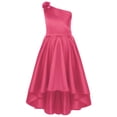 thumbnail image 3 of Jizyo Kids Flower Girls Ruffled One Shoulder Junior Dress Irregular Hem High Waist Wedding Party Ball Gown Rose 8, 3 of 7
