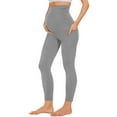 thumbnail image 3 of Spencer Maternity Women's Leggings with Pockets over the Belly Butt Lift Pregnancy Yoga Pants Activewear Workout Pants (L,Gray), 3 of 9