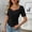 Black square neck short sleeve tshirt a1, variant on Women Square Neck Short Sleeve Tshirt Ruched Bodycon Casual Top Cute Fashion Tee Shirts Summer Vacation Clothes, Pink M