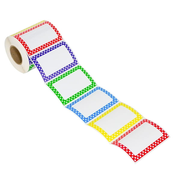 L LIKED 500 Stickers - Colors Plain Name tag Labels with Perforated Line for School Office Home (Star - 500 Labels)