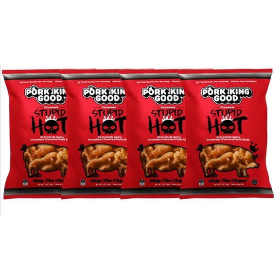 Pork King Good 3 oz Stupid Hot - (4 Pack) Keto-Friendly Gluten Free Snacks