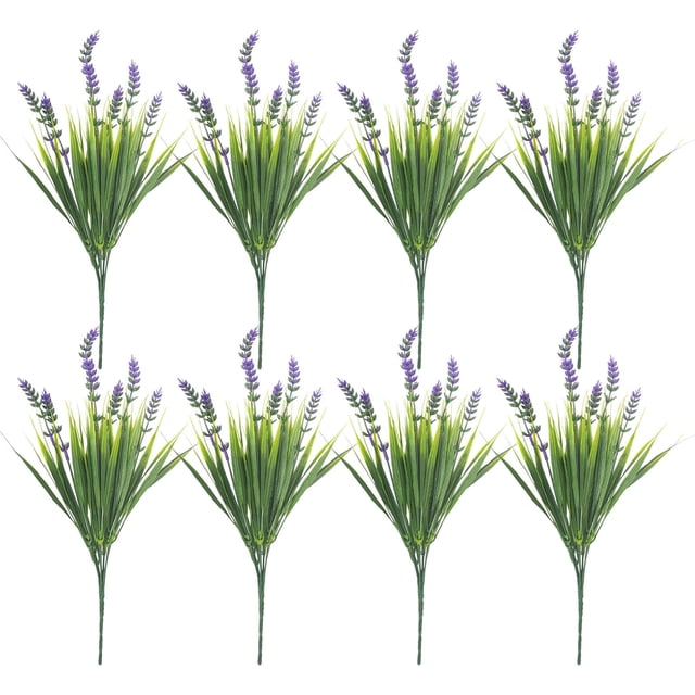 8PC Artificial Peppermint Flowers With Realistic Green Plant And Pointed Leaf Grass