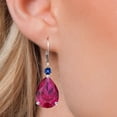 thumbnail image 3 of Gem Stone King 925 Silver and 10K Yellow Gold Red Created Ruby and Blue Created Sapphire Dangle Earrings for Women | 26.69 Cttw | Gemstone July Birthstone | Pear Shape 18X13MM, 3 of 6