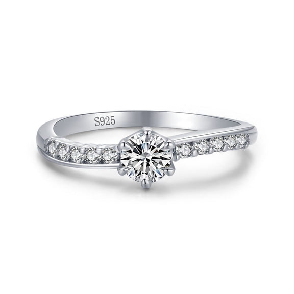 Womens 925 Sterling Silver Ring with Gold Plated Artificial Gemstones and Semi Precious Stones Inlaid Diamond Ring
