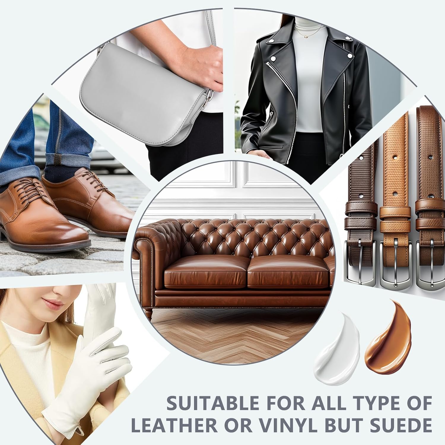 JJEAN-Leather Recoloring Balm with 100ml Mink Oil Conditioner | Beige Repair Kit, Dye & Color Restorer for Furniture, Sofa, Car Seats, Bags | Restore Faded & Scratched Surfaces