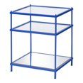 thumbnail image 1 of Furniture of America Table d'Appoint à 2 Tablettes avec Dessus en Verre, Bleu, 1 of 5