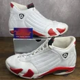 thumbnail image 1 of Ni-k-e Vintage Air Jordan 14 OG 1999 Candy Cane Size 13 136011-102 White Red Men’s Shoe, 1 of 6