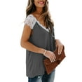 thumbnail image 2 of Blotona Women's Crochet Lace Tops Basic Short Sleeve V Neck Loose Fitting Summer T-Shirts, 2 of 6